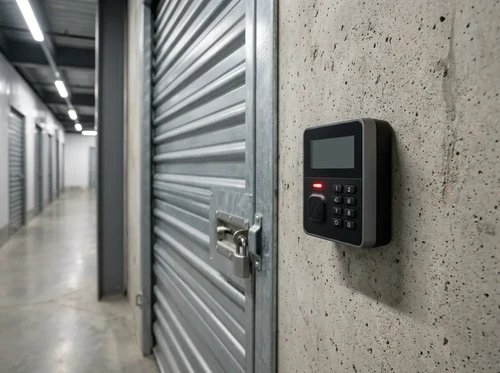 Alarm system in front of storage unit.